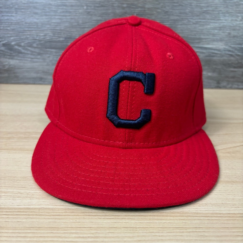 Cleveland Indians Hat Cap Fitted 7 1/2 Red Blue Cool‎ Base New Era USA Made